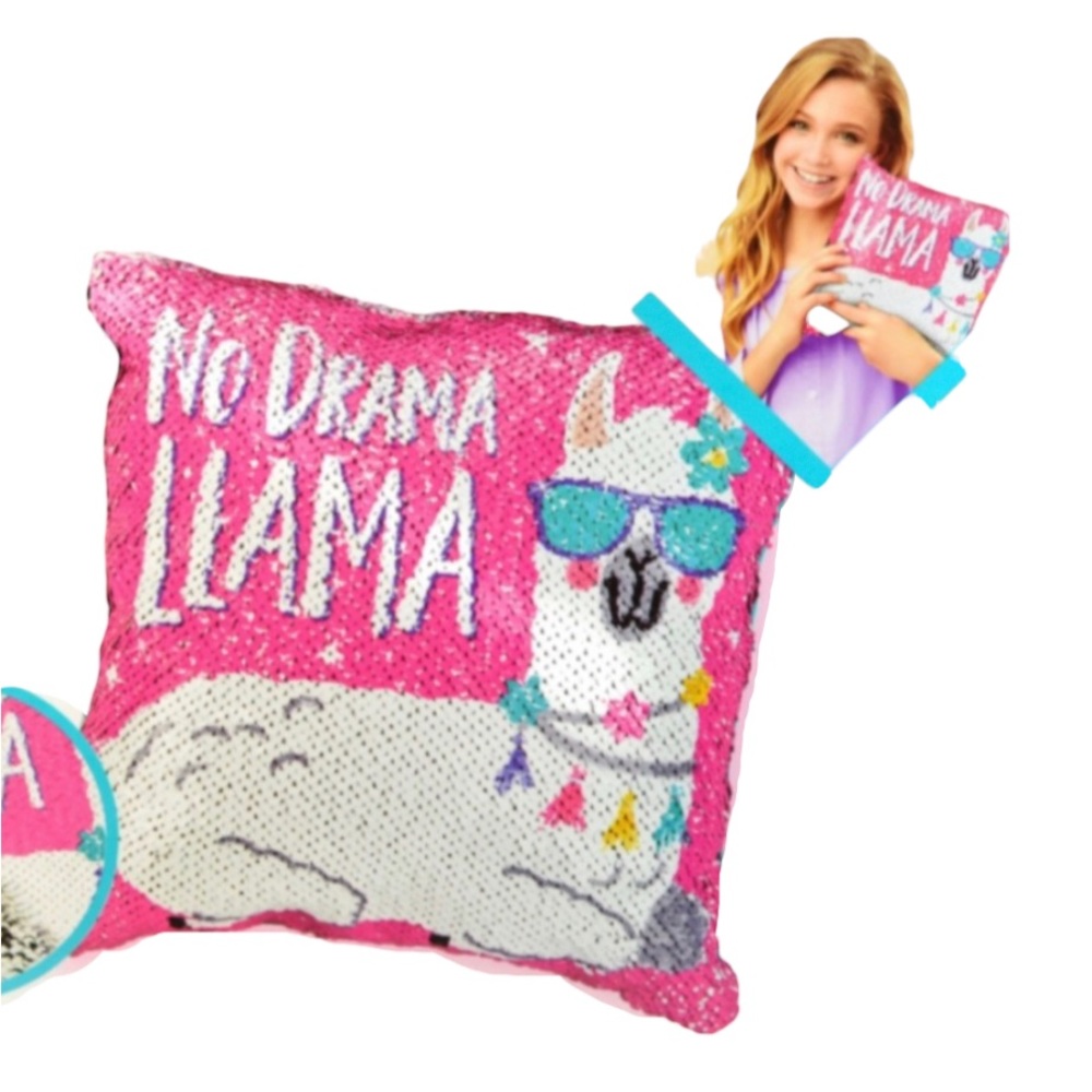 🌻4/$20 CraZArt Be Inspired Sequin Surprise No Llama Drama Pillow